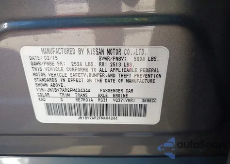 2015 Infiniti Q50 Premium from USA, damaged, VIN JN1BV7AR2FM404244